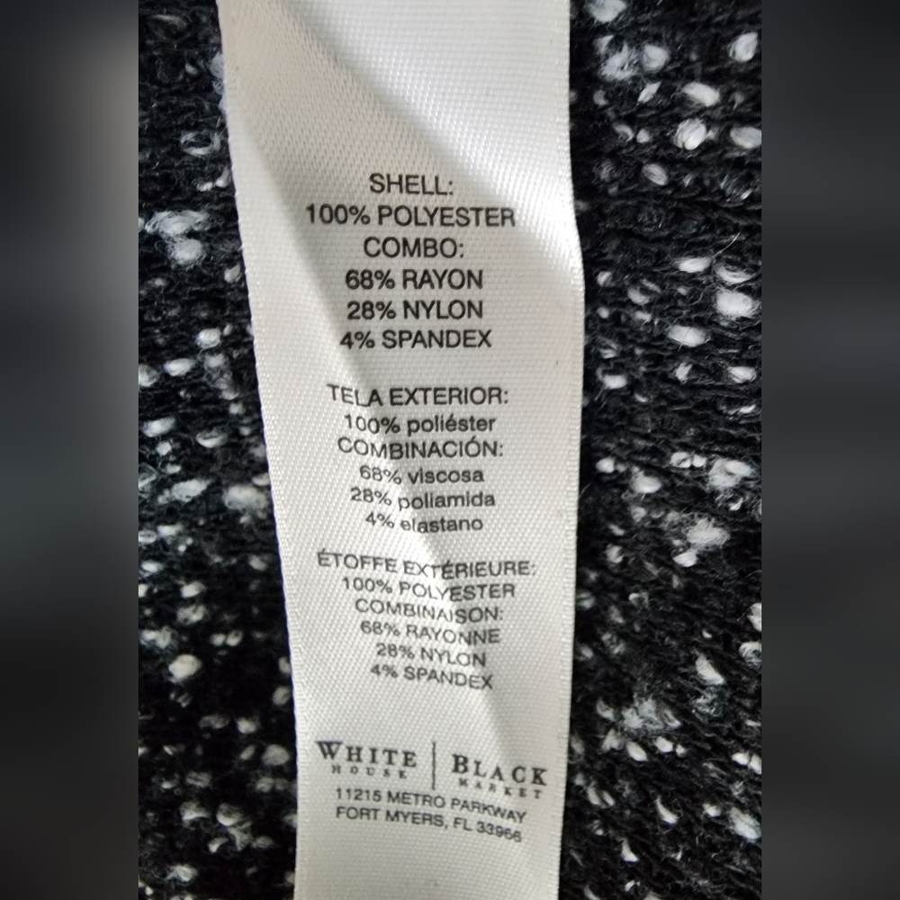 White House Black Market | Black & Gray Blazer with Tuxedo Lapel | - Picture 9 of 10